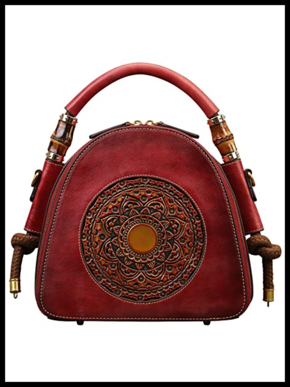 Genuine Leather Satchel Handbag Women Retro Top Handle Crossbody Bag